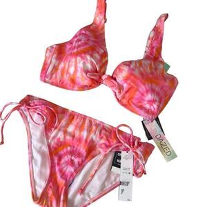 Sundazed Harper Coral Tie Dye Two Piece Swimsuit Size XL Bra 36C NWT